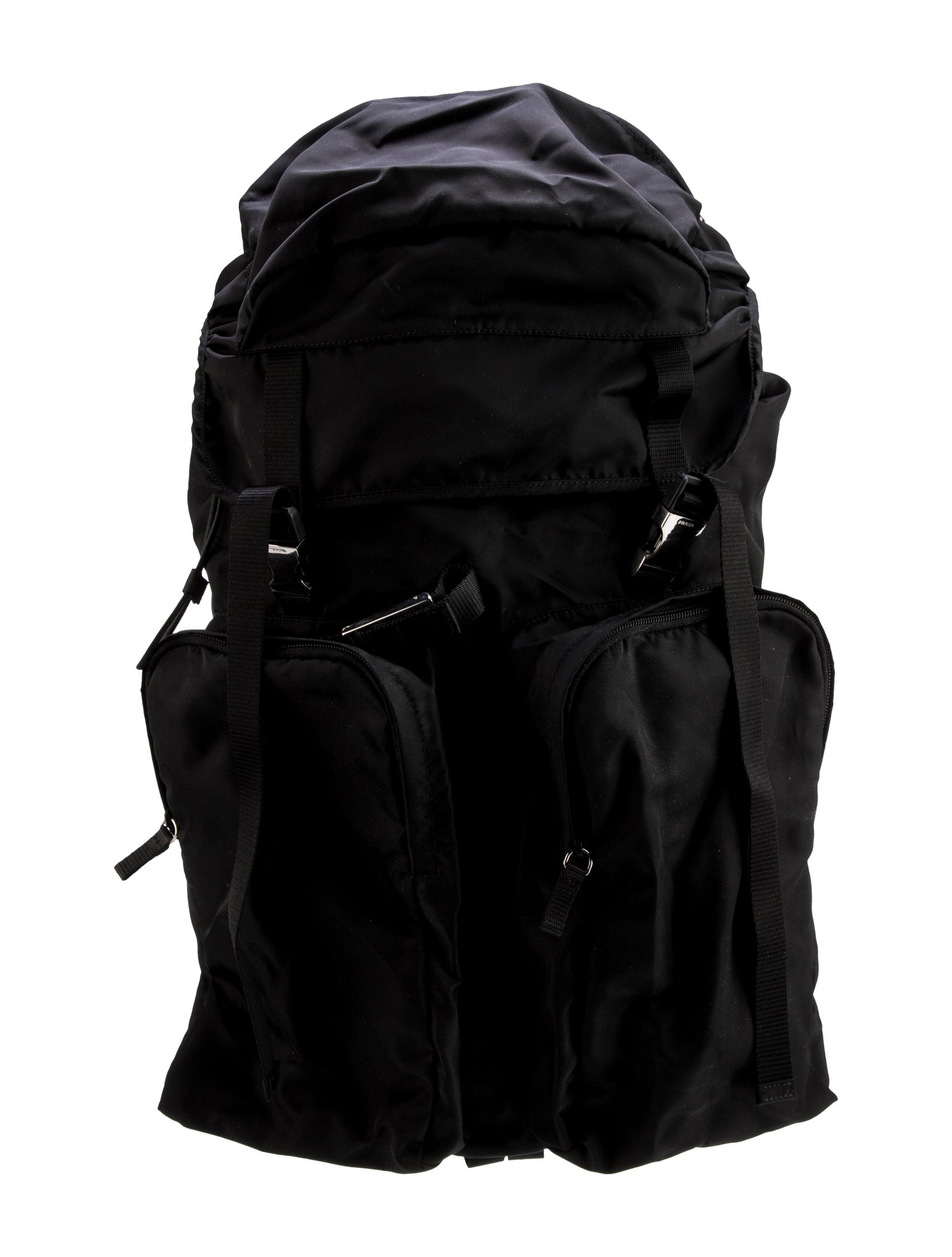 Prada Enameled Metal Triangle Backpack