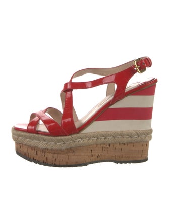 Prada Patent Leather Cutout Accent Slingback Sandals