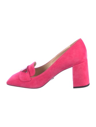 Prada Suede Fringe Trim Accent Pumps