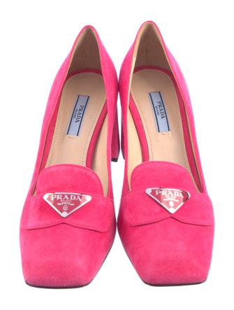 Prada Suede Fringe Trim Accent Pumps