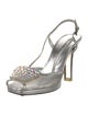 Prada Leather Crystal Embellishments Slingback Pumps