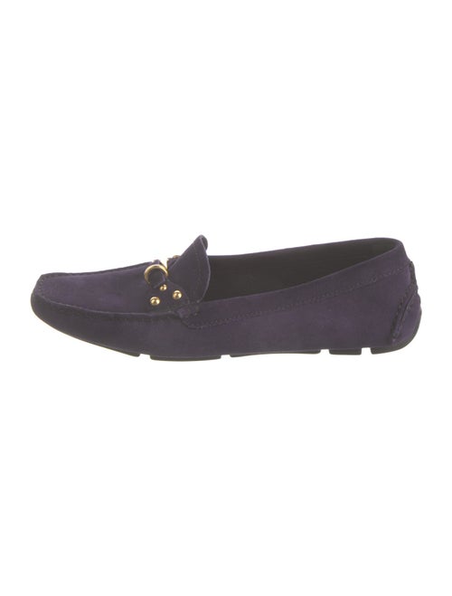 Prada Suede Embroidered Accent Loafers