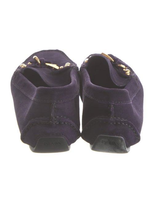 Prada Suede Embroidered Accent Loafers
