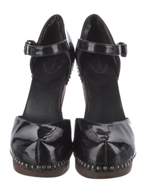 Prada Patent Leather Studded Accents D'Orsay Pumps