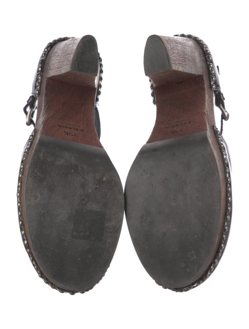 Prada Patent Leather Studded Accents D'Orsay Pumps