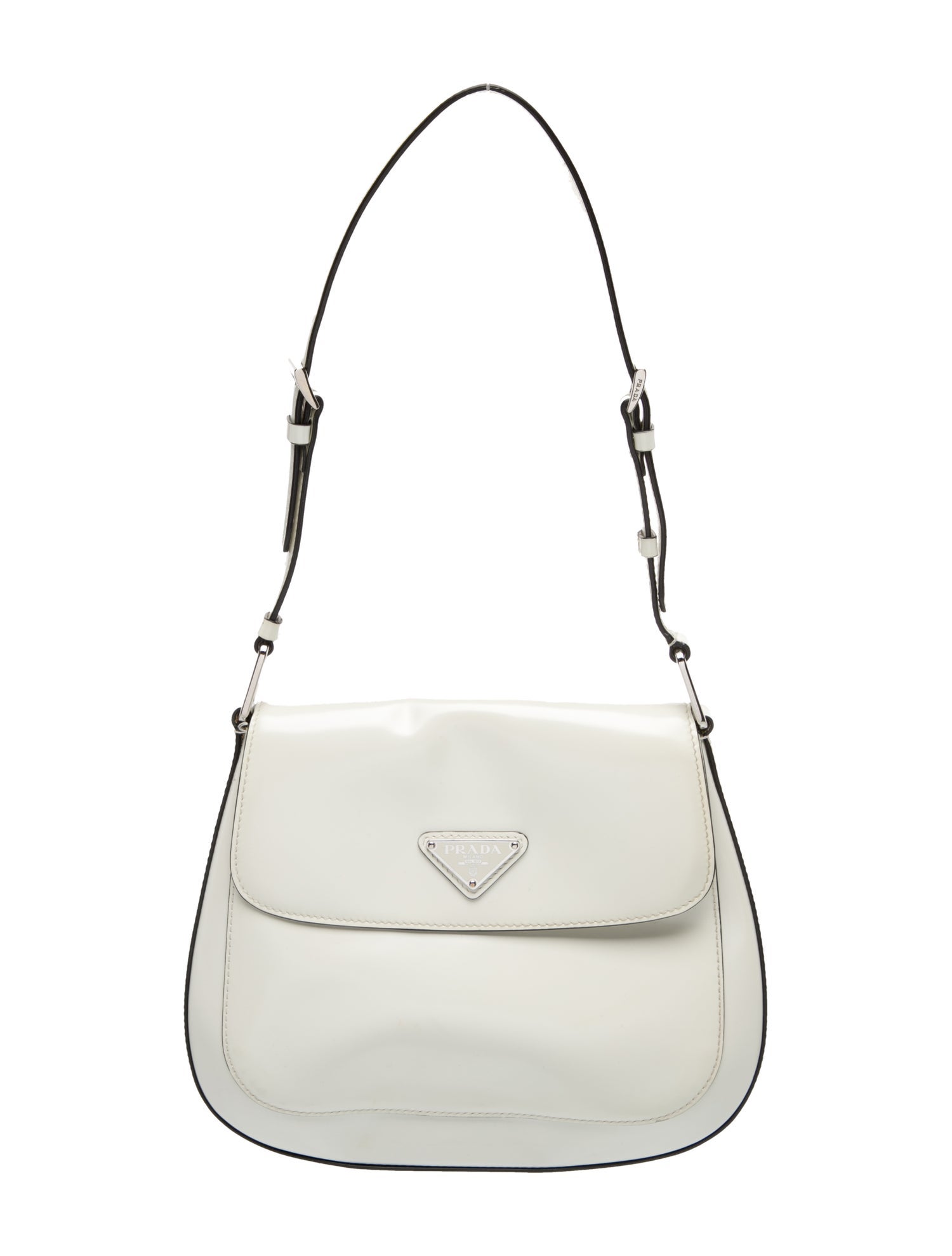 Prada Enameled Metal Triangle Cleo