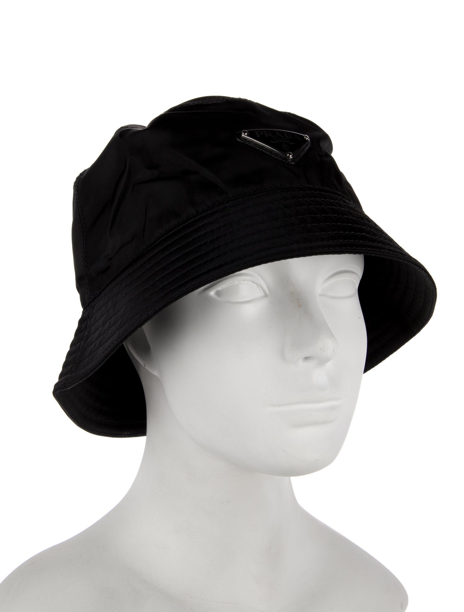 Prada Nylon Triangle Emblem Bucket Hat