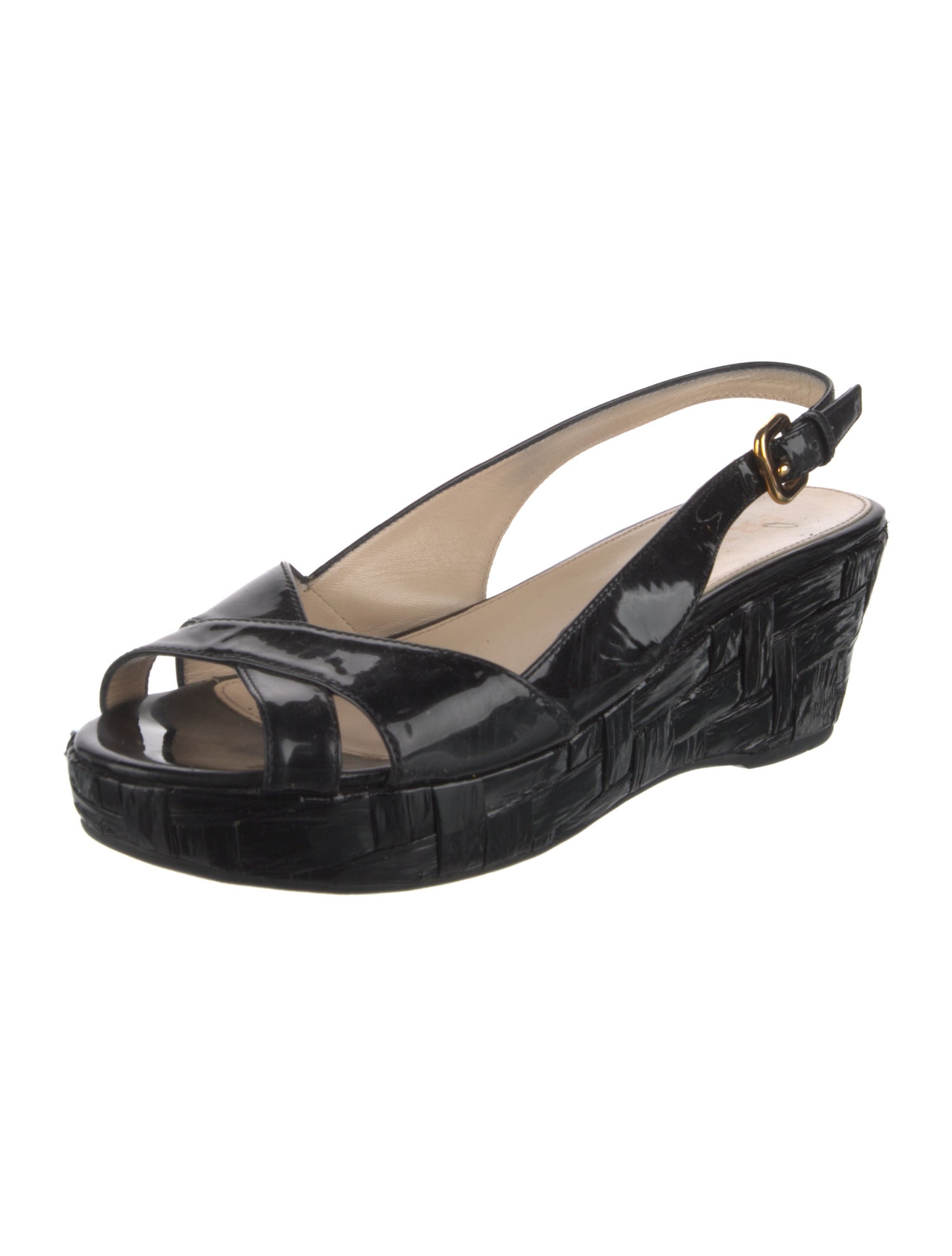 Prada Patent Leather Slingback Sandals
