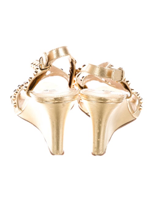 Prada Leather Studded Accents Slingback Sandals