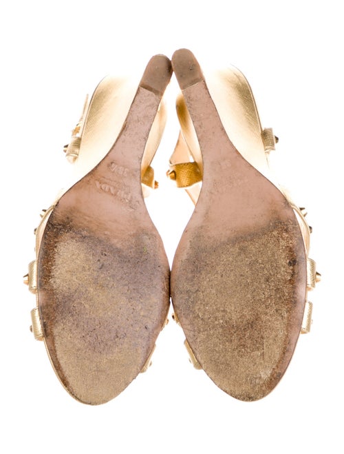 Prada Leather Studded Accents Slingback Sandals