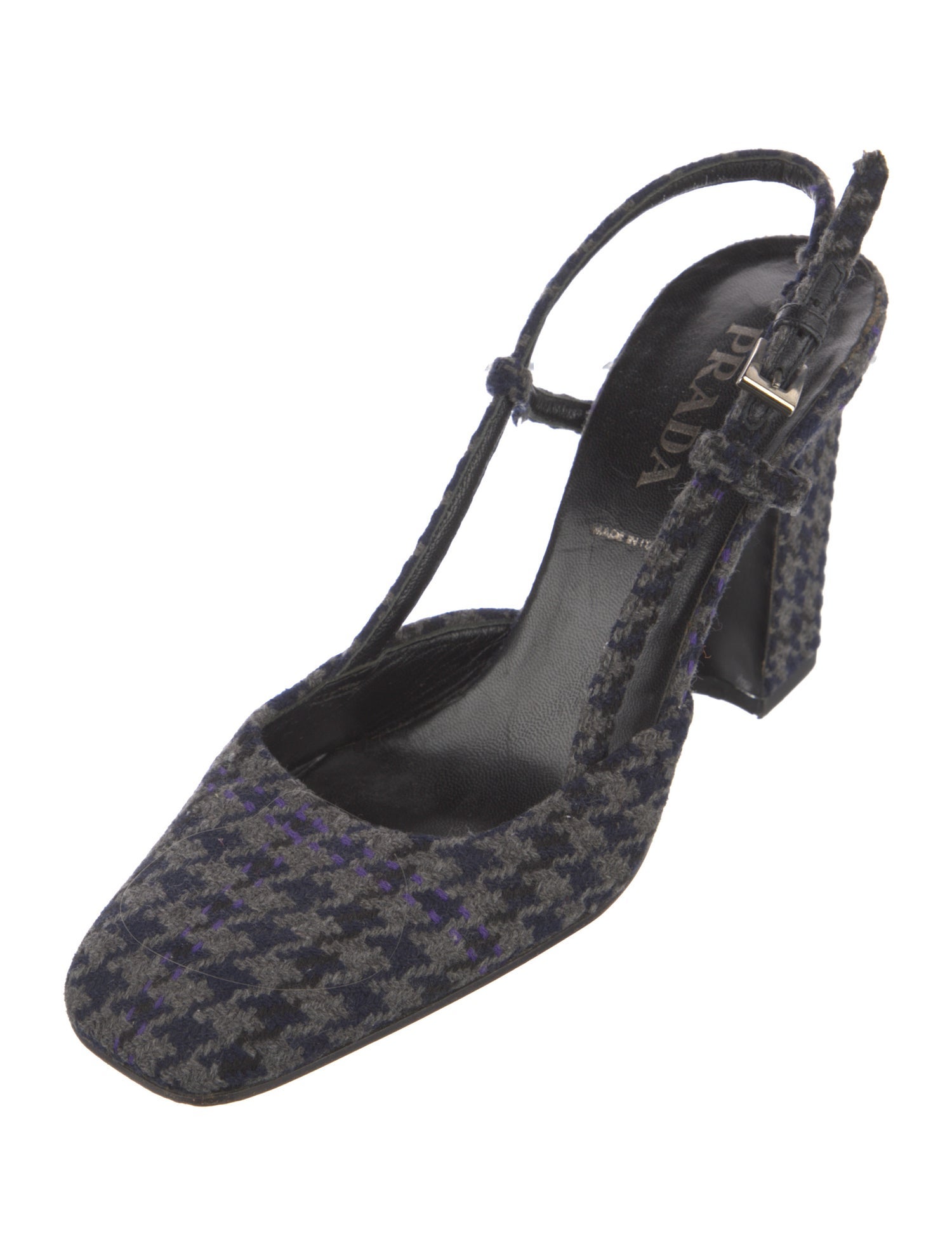 Prada Tweed Printed Slingback Pumps