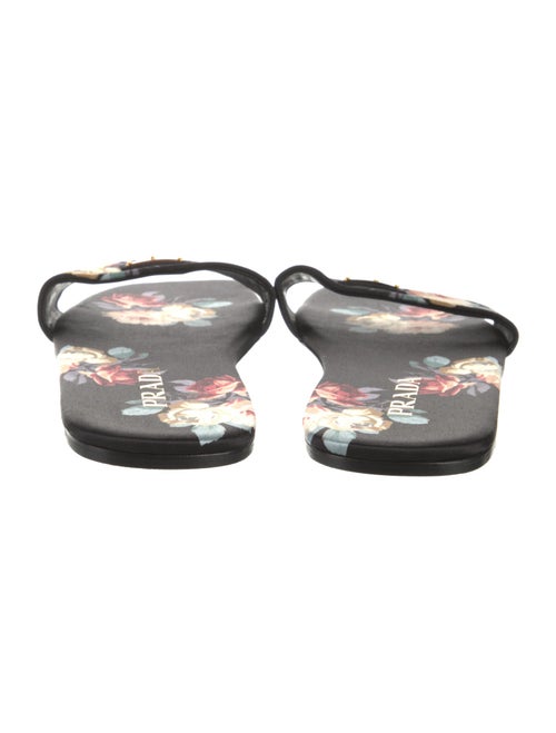 Prada Enameled Metal Triangle Satin Slides