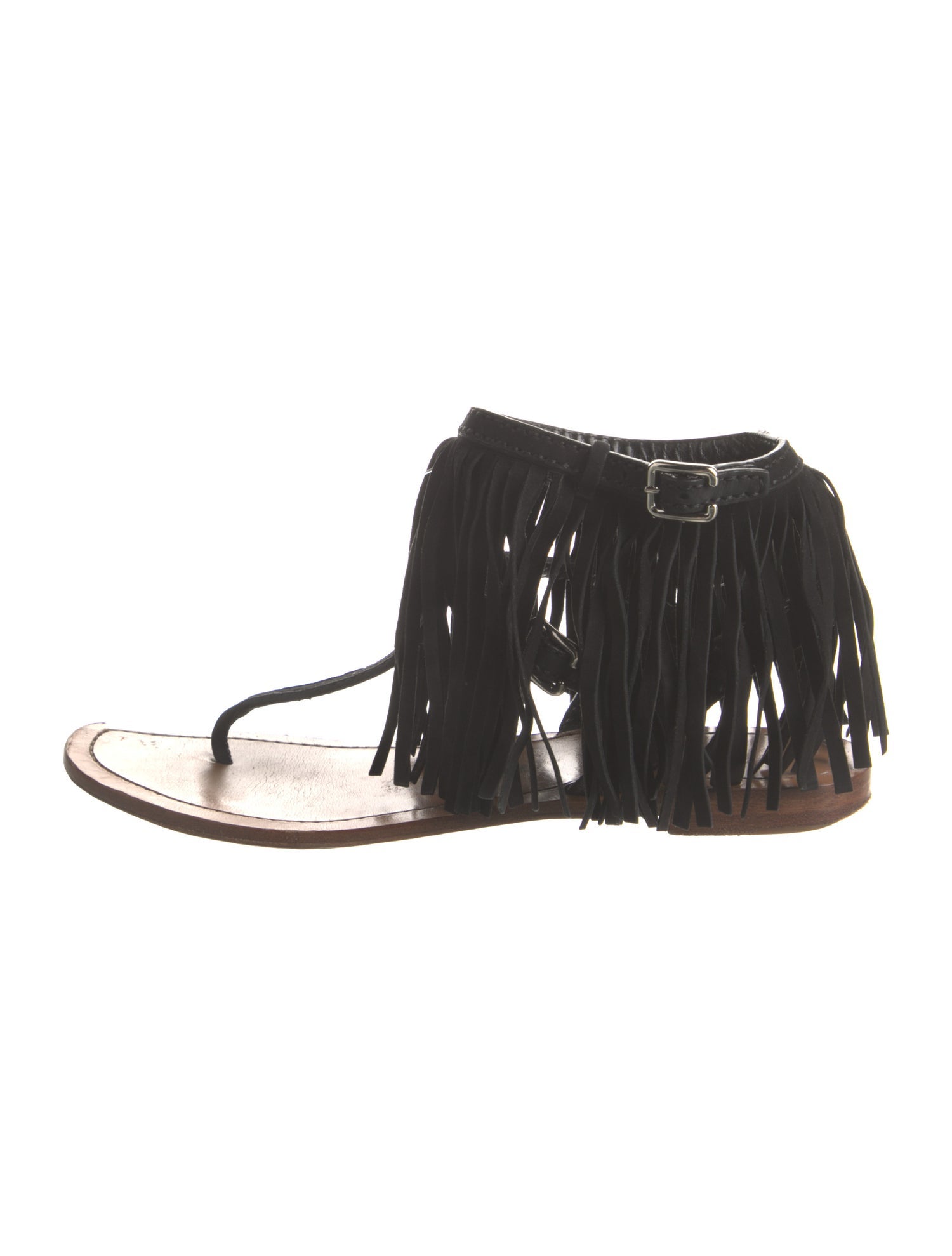 Prada Suede Fringe Trim Accent Slides