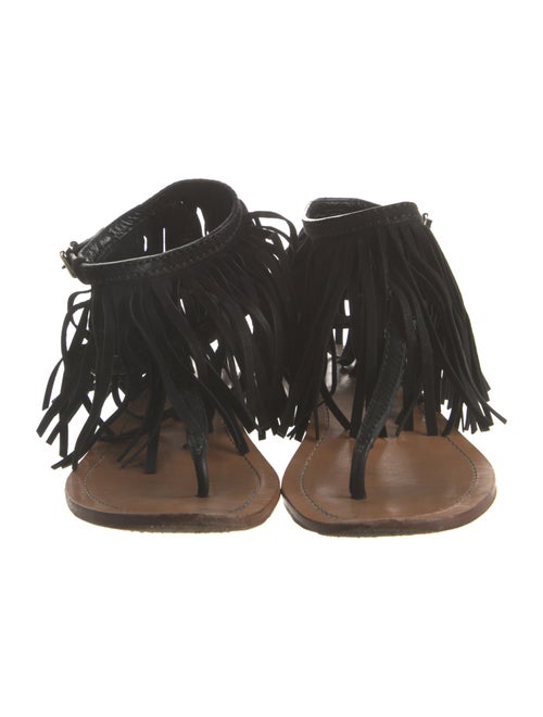 Prada Suede Fringe Trim Accent Slides