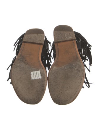 Prada Suede Fringe Trim Accent Slides