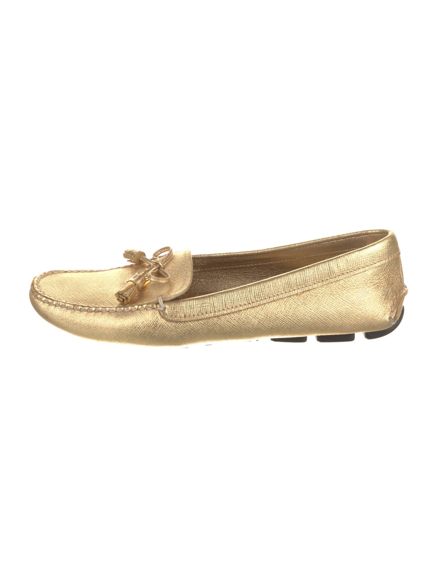 Prada Leather Bow Accents Loafers