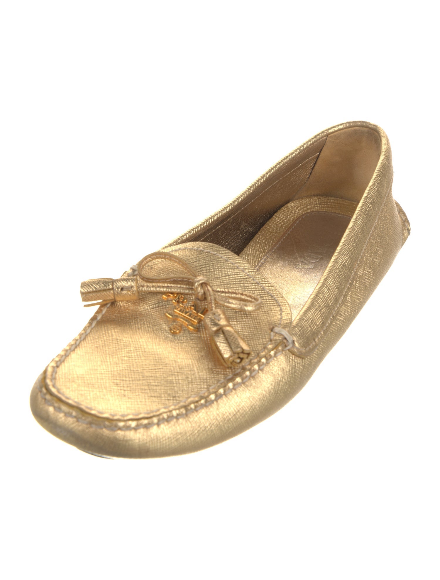 Prada Leather Bow Accents Loafers
