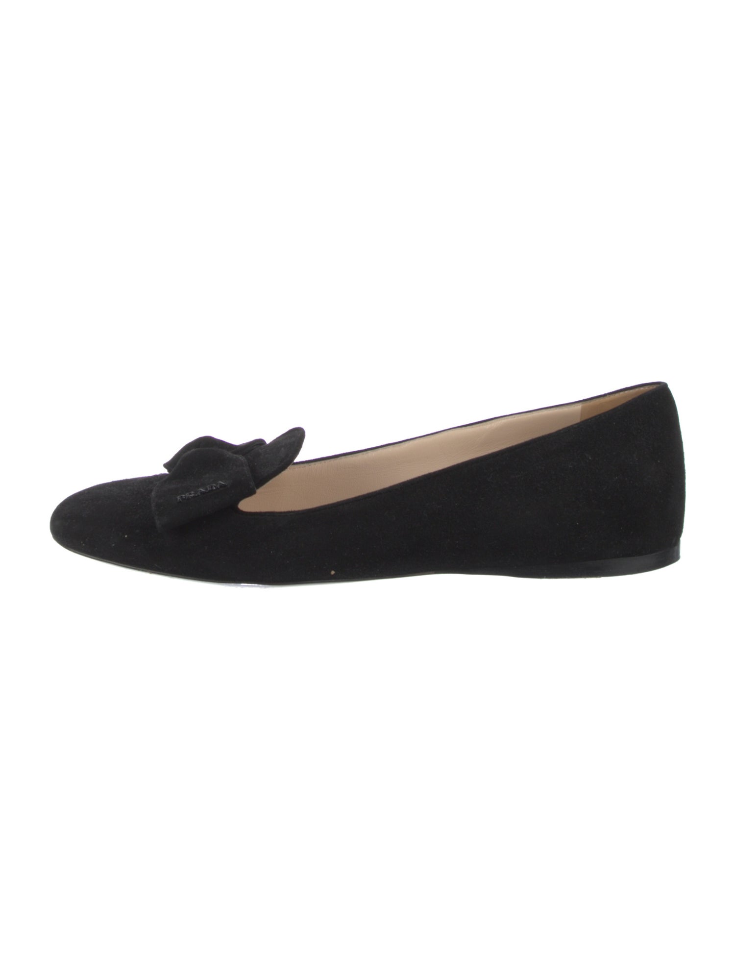 Prada Suede Bow Accents Ballet Flats