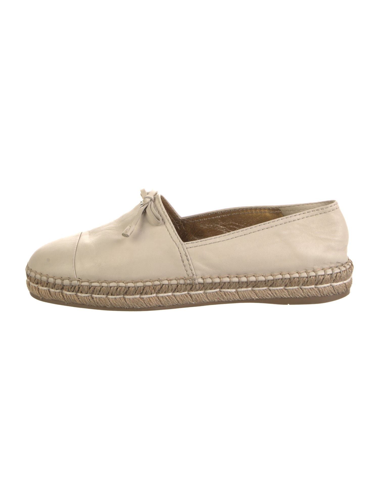 Prada Leather Whipstitch Trim Espadrilles