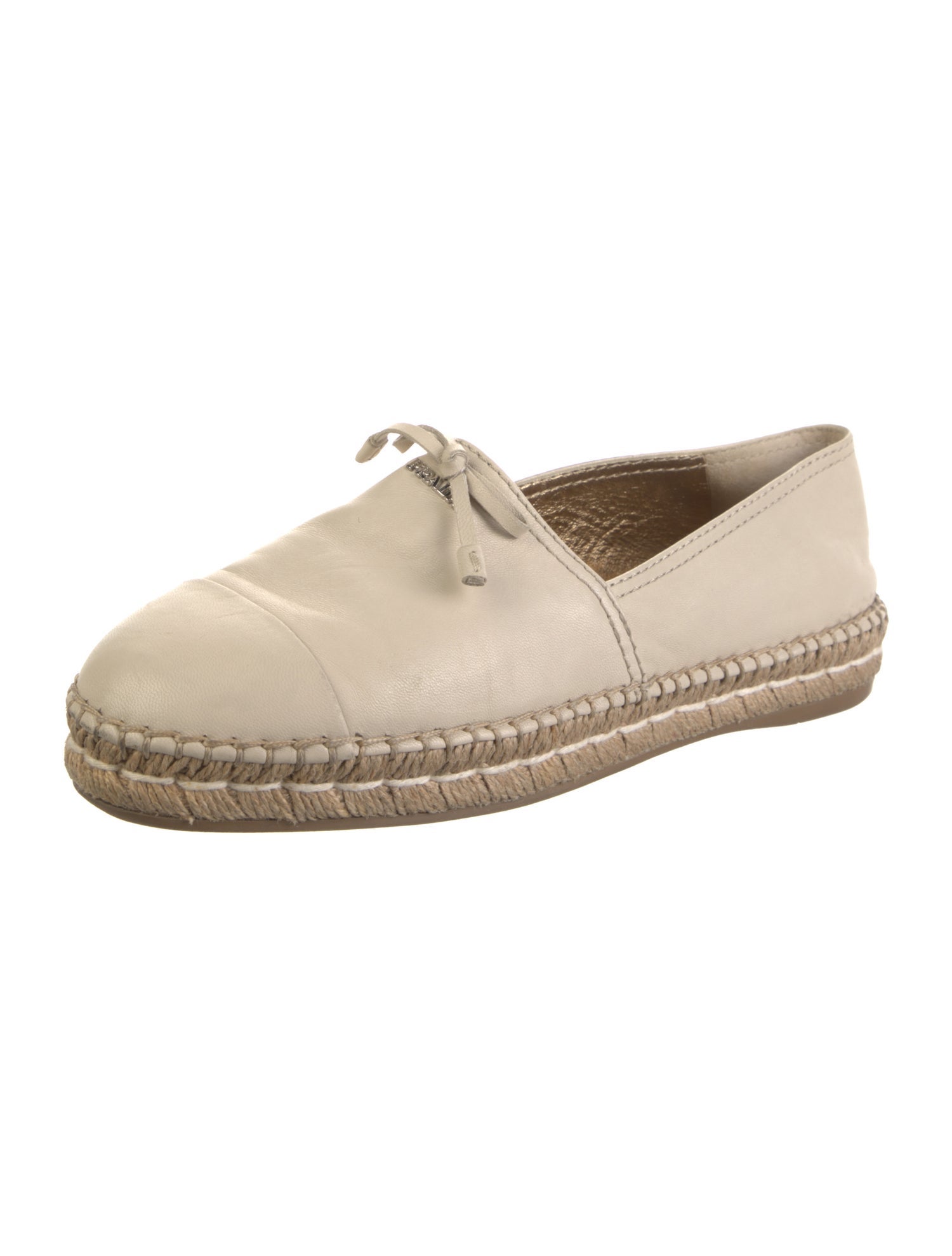 Prada Leather Whipstitch Trim Espadrilles