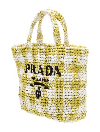 Prada Enameled Metal Triangle Raffia Small