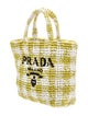 Prada Enameled Metal Triangle Raffia Small