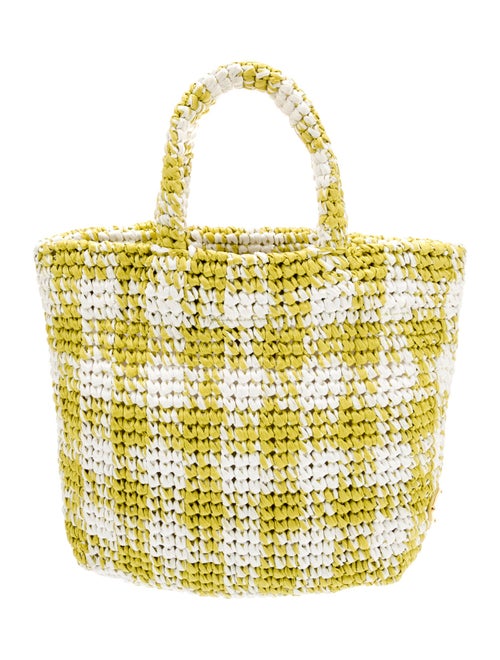 Prada Enameled Metal Triangle Raffia Small