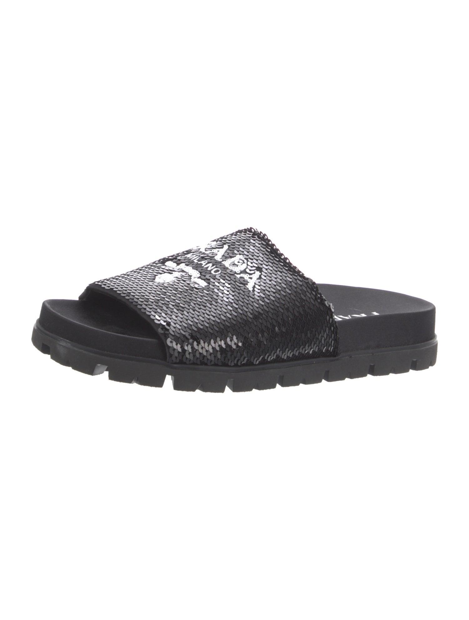 Prada Sequins Graphic Print Slides