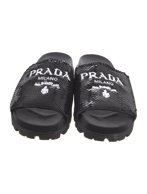 Prada Sequins Graphic Print Slides