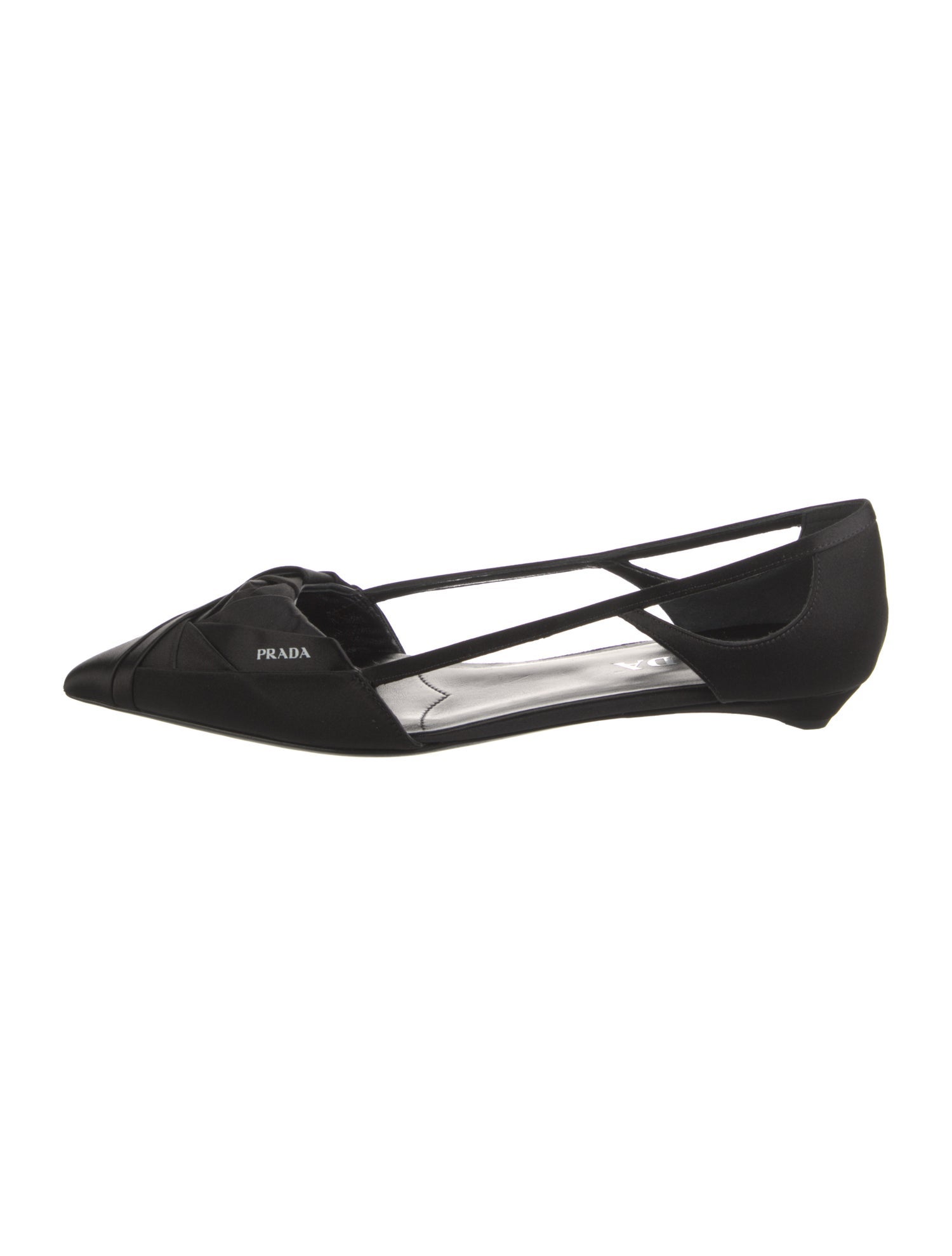 Prada Satin Pleated Accents D'Orsay Flats