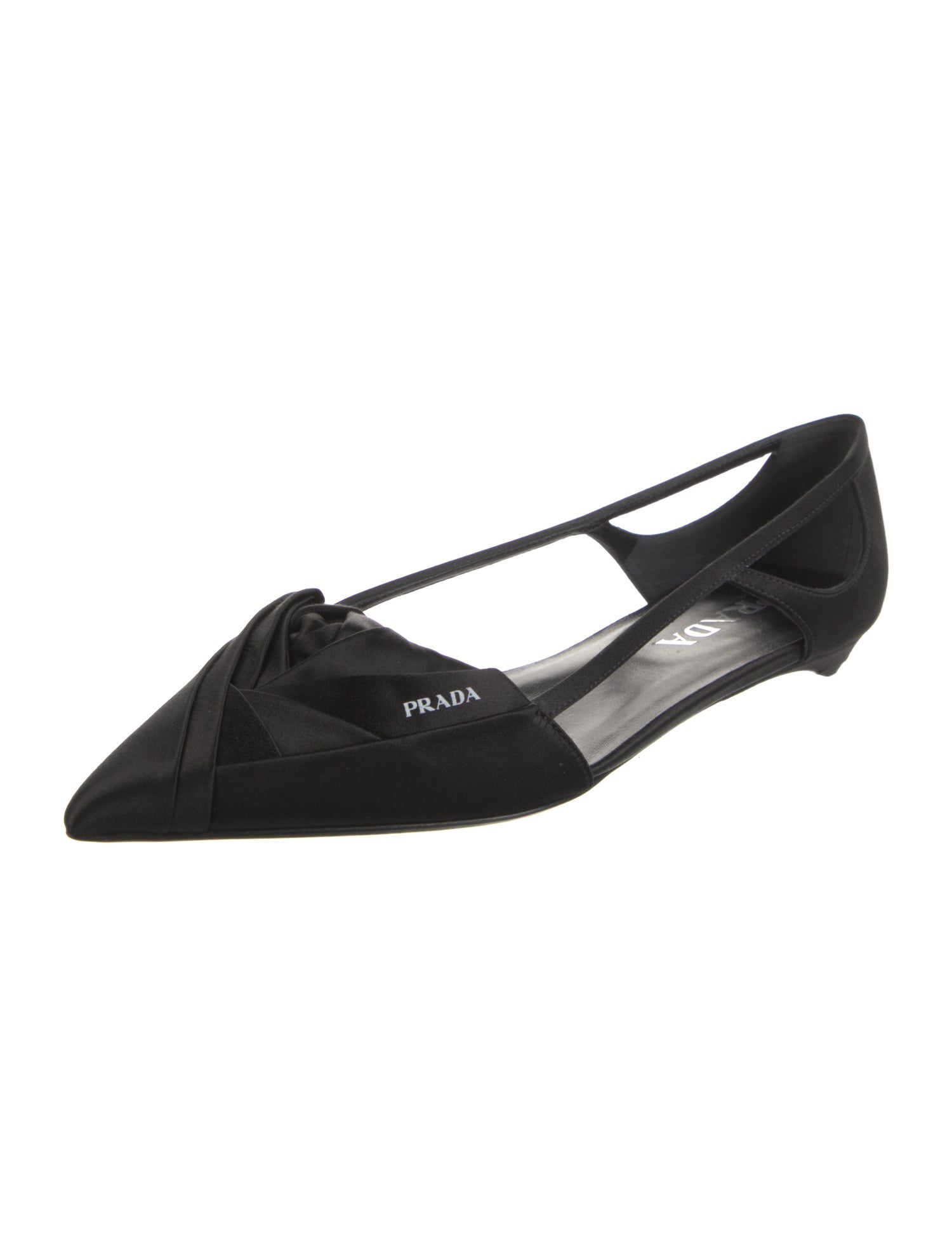 Prada Satin Pleated Accents D'Orsay Flats