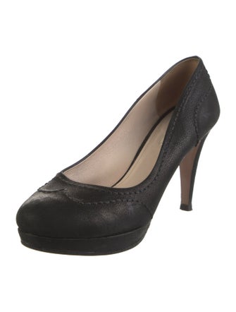 Prada Suede Whipstitch Trim Pumps
