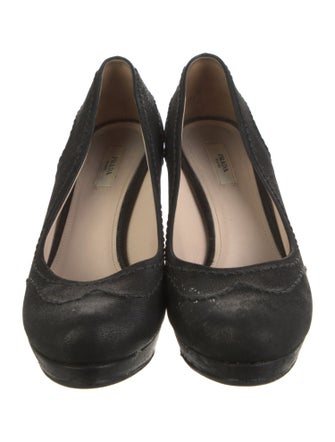 Prada Suede Whipstitch Trim Pumps