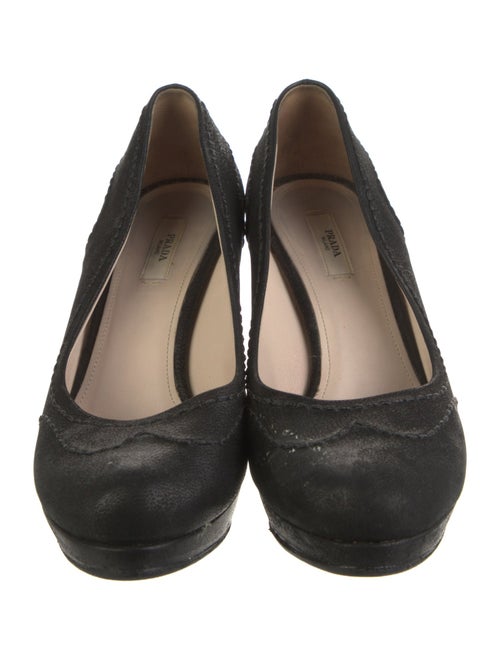Prada Suede Whipstitch Trim Pumps
