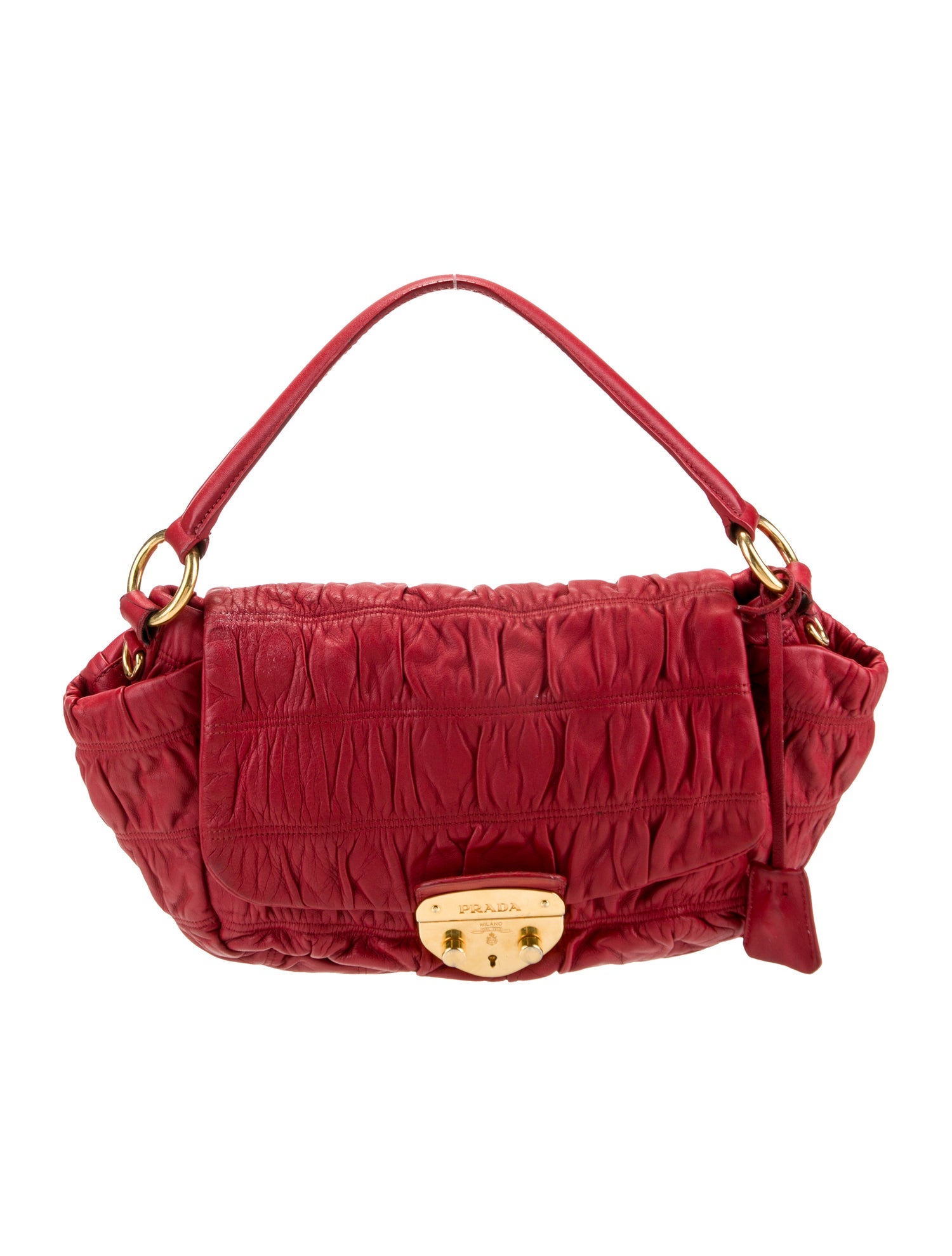 Prada Enameled Metal Triangle Top Handle Bag