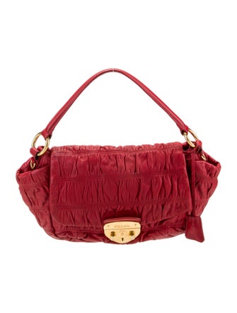 Prada Enameled Metal Triangle Top Handle Bag