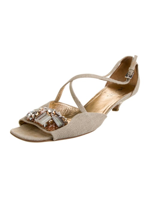 Prada Canvas Crystal Embellishments Sandals