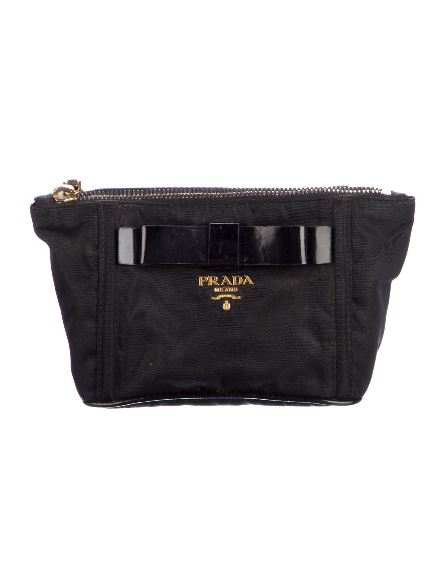 Prada Tessuto Spazzolato Bow Cosmetic Pouch