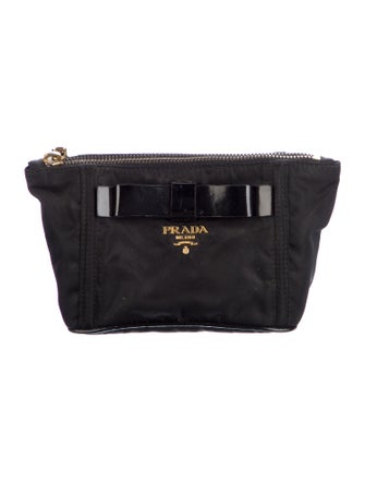 Prada Tessuto Spazzolato Bow Cosmetic Pouch