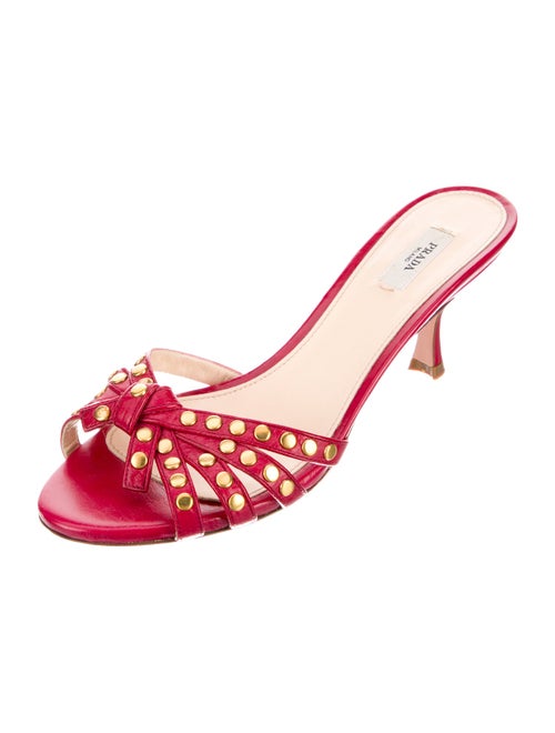 Prada Leather Studded Accents Slides