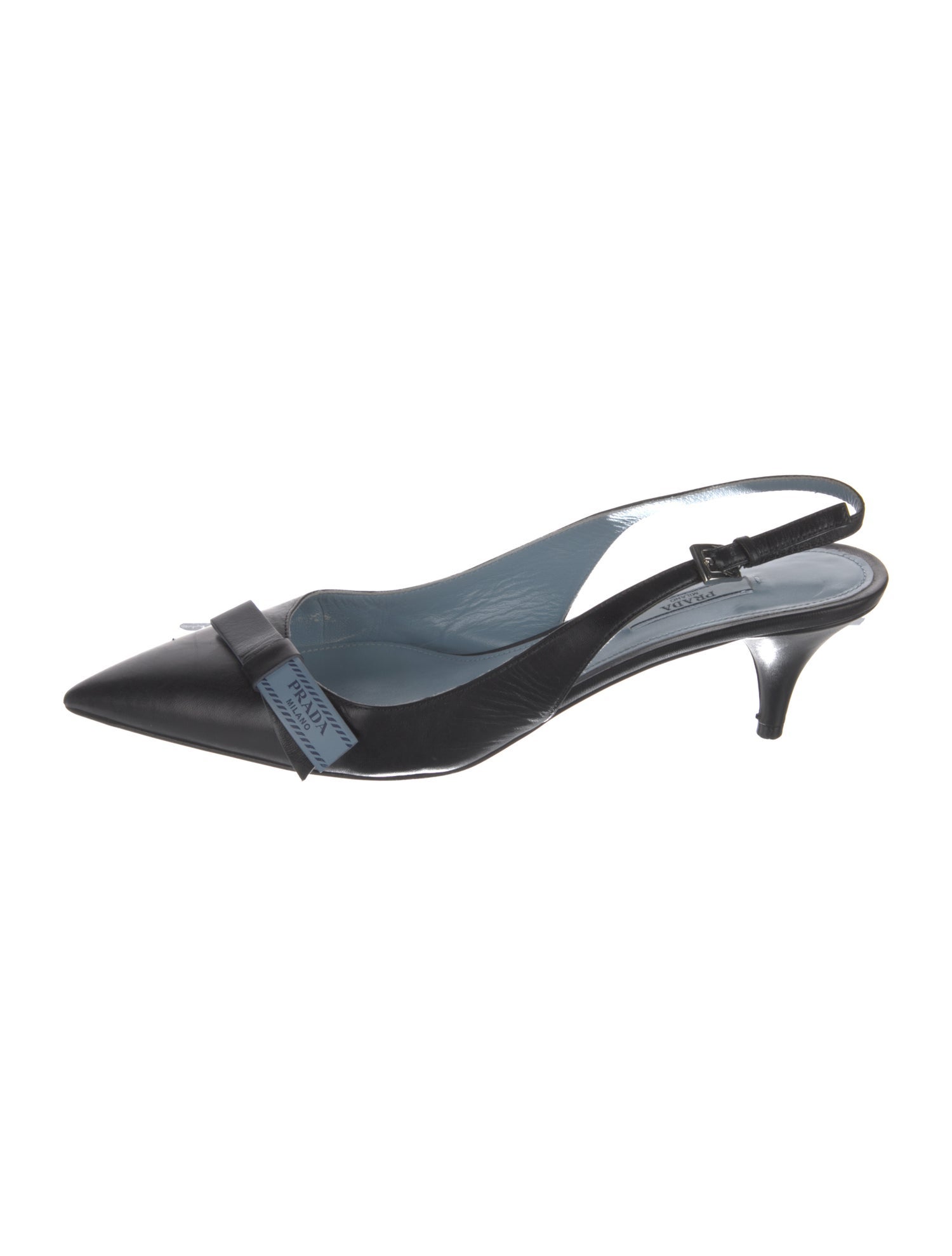 Prada Leather Bow Accents Slingback Pumps