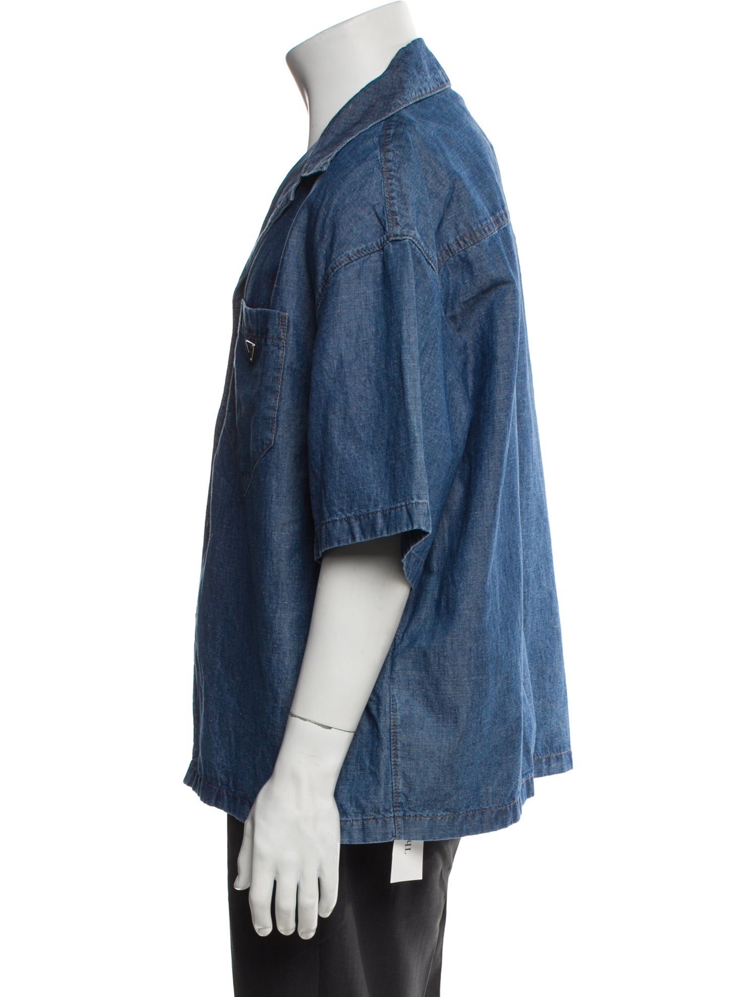 Prada 2021 Enameled Metal Triangle Denim Shirt w/ Tags