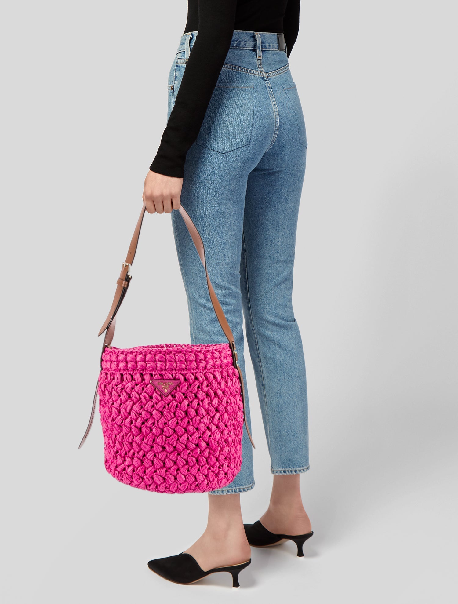 Prada Enameled Metal Triangle Messenger Bag