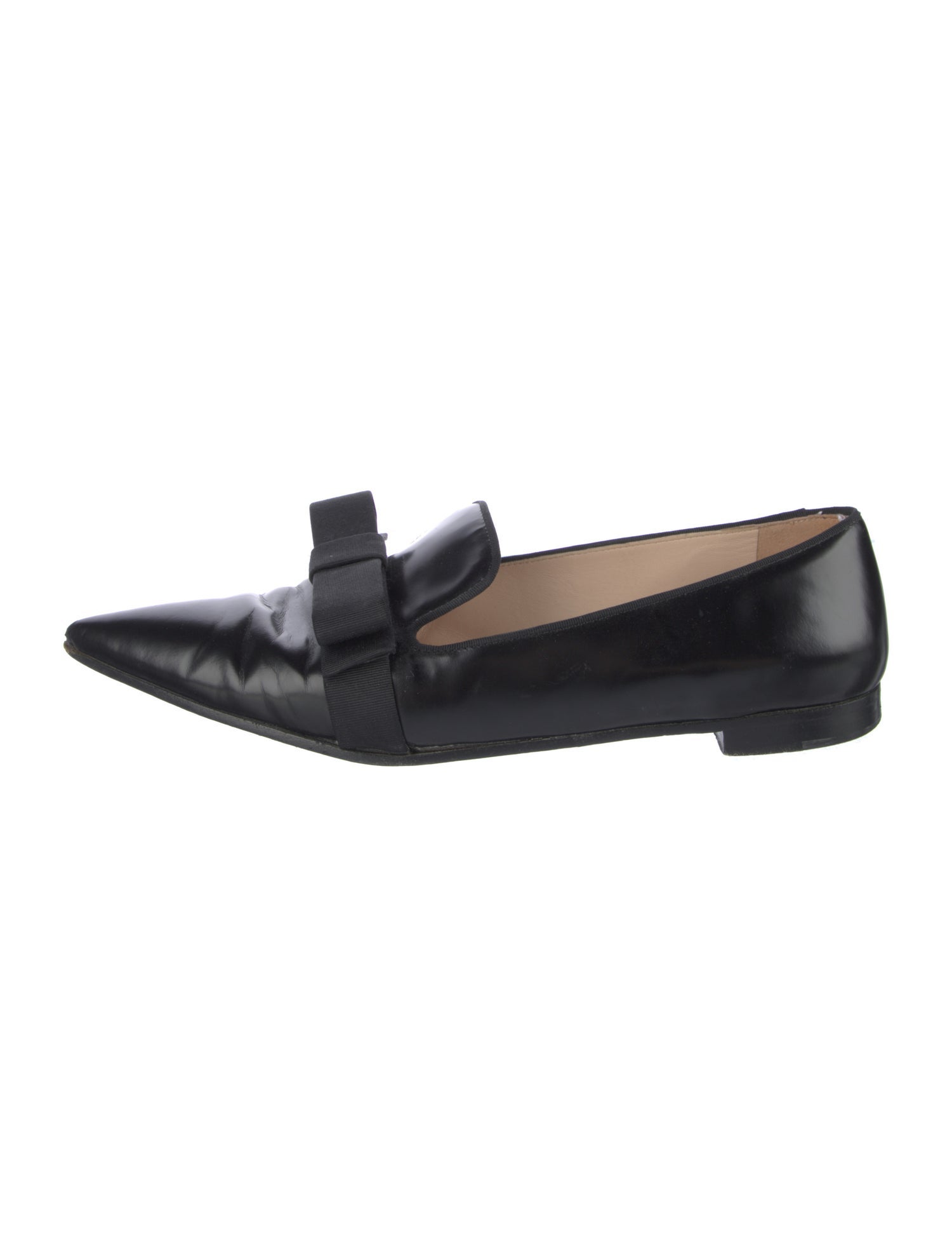 Prada Leather Bow Accents Loafers