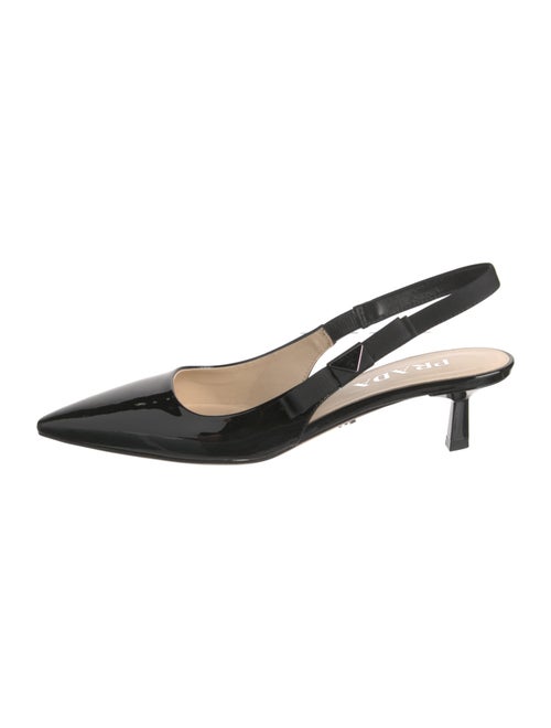 Prada Vara Bow Accent Patent Leather Slingback Pumps