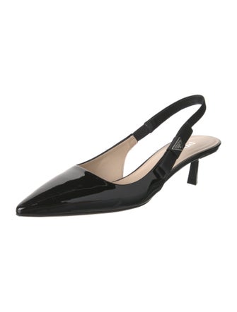 Prada Vara Bow Accent Patent Leather Slingback Pumps