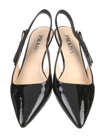 Prada Vara Bow Accent Patent Leather Slingback Pumps
