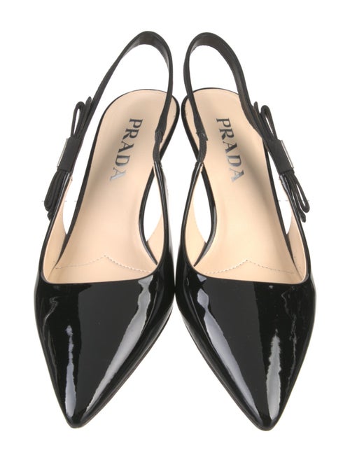 Prada Vara Bow Accent Patent Leather Slingback Pumps