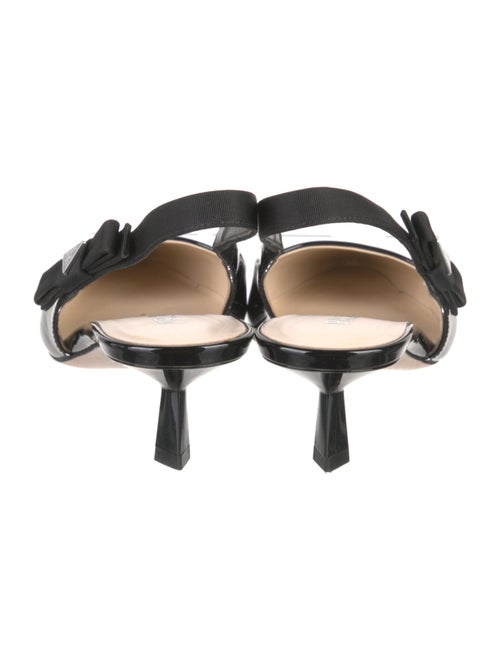 Prada Vara Bow Accent Patent Leather Slingback Pumps