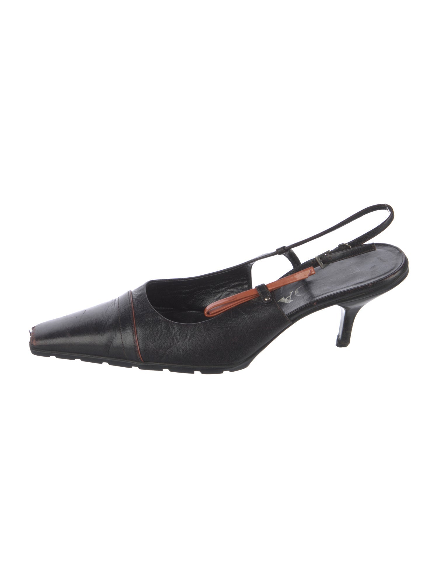 Prada Leather Bow Accents Slingback Pumps